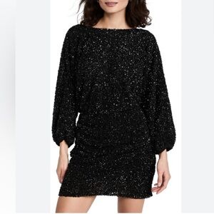 ba&sh Scarlet Black Sequin Batwing-Sleeve Mini Dress Size XS NWT Statement
